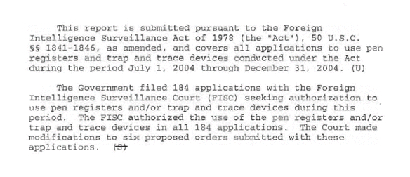 DoJ Pen Register Orders